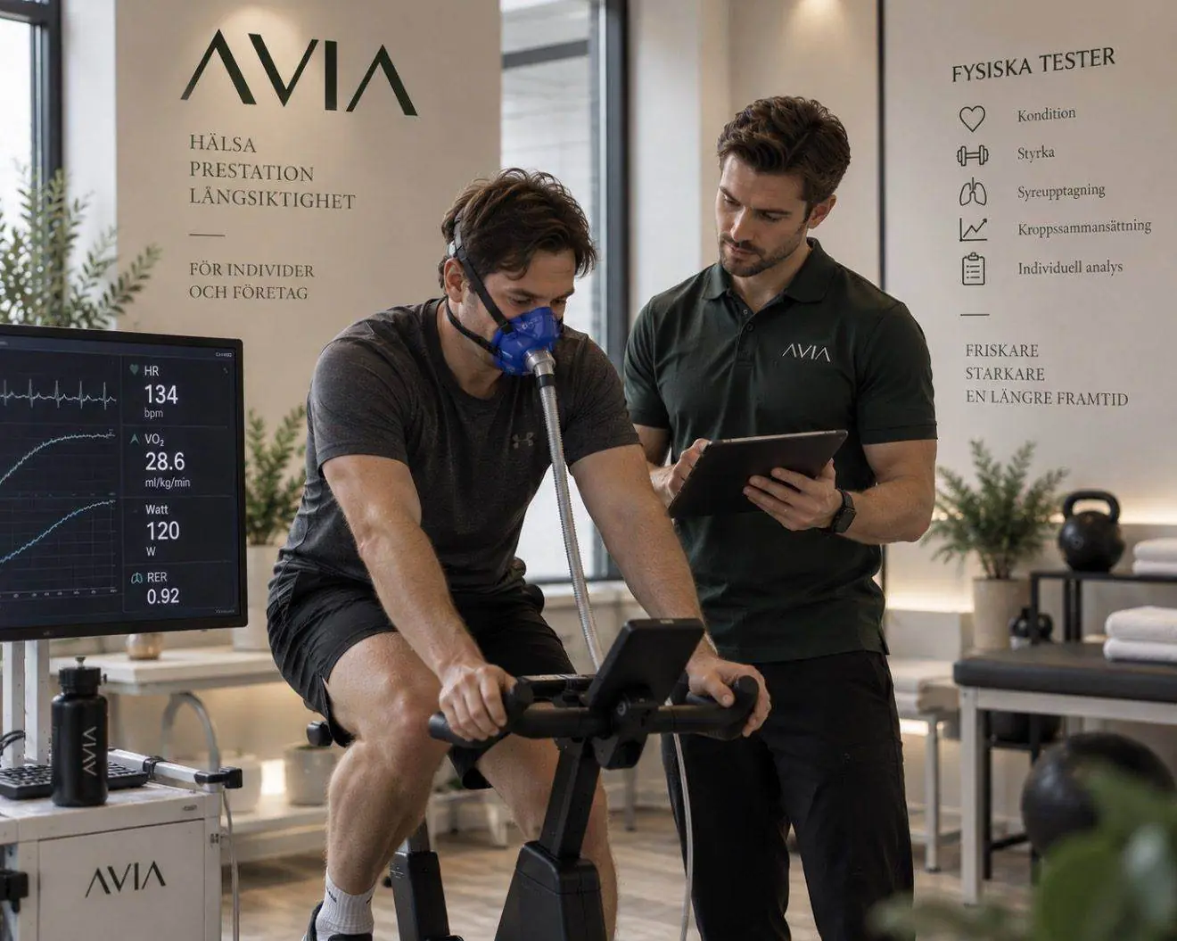 Fysiskt test med AVIA:s personal