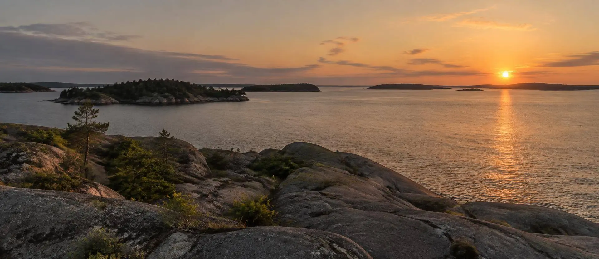 Solnedgång över Stockholms skärgård